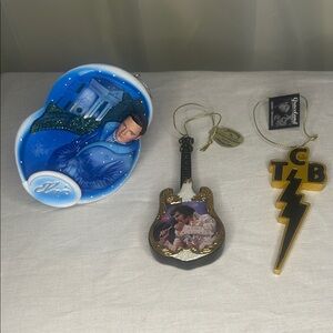 Elvis‎ Presley Ornament Set – Graceland, Guitar & TCB Lightning Bolt
